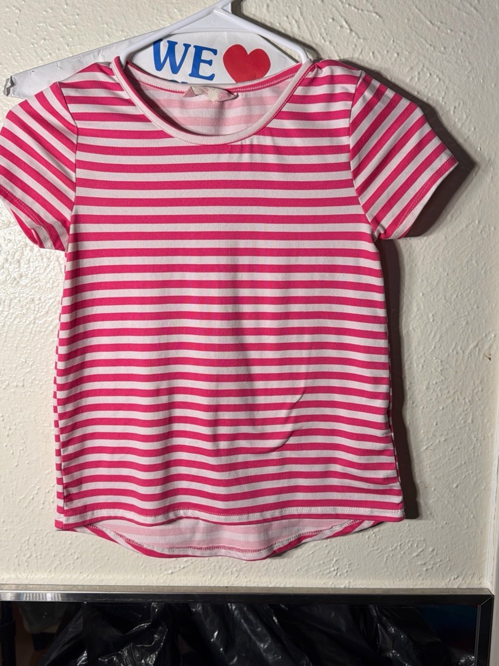 Girls' Striped Short-Sleeve Tee in Pink & White